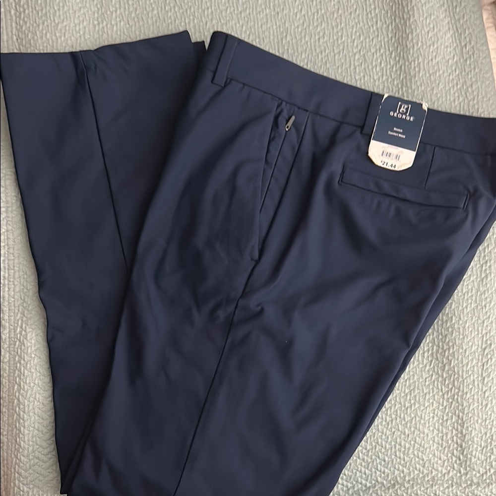 George Blue Dress Pants Flat Front Design